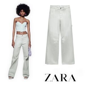 ZARA | Blue Gray | MID RISE CARGO JEANS